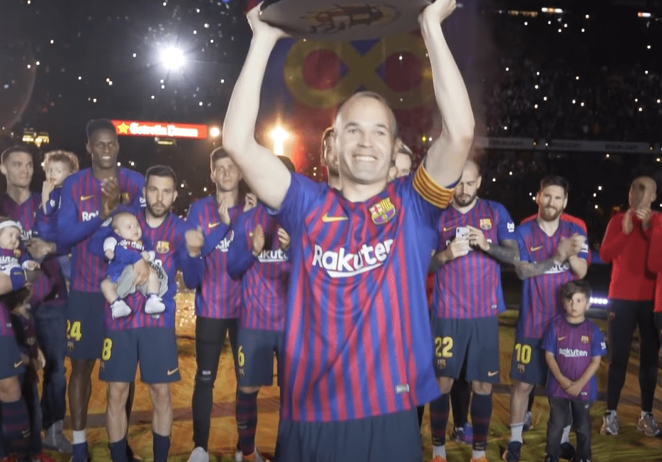 Central midfielder Andres Iniesta during his farewell ceremony