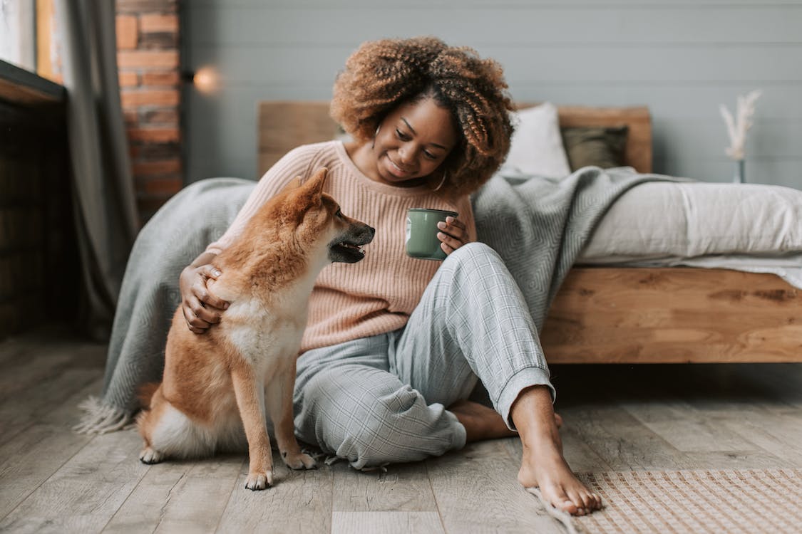 Woman with his pet dog