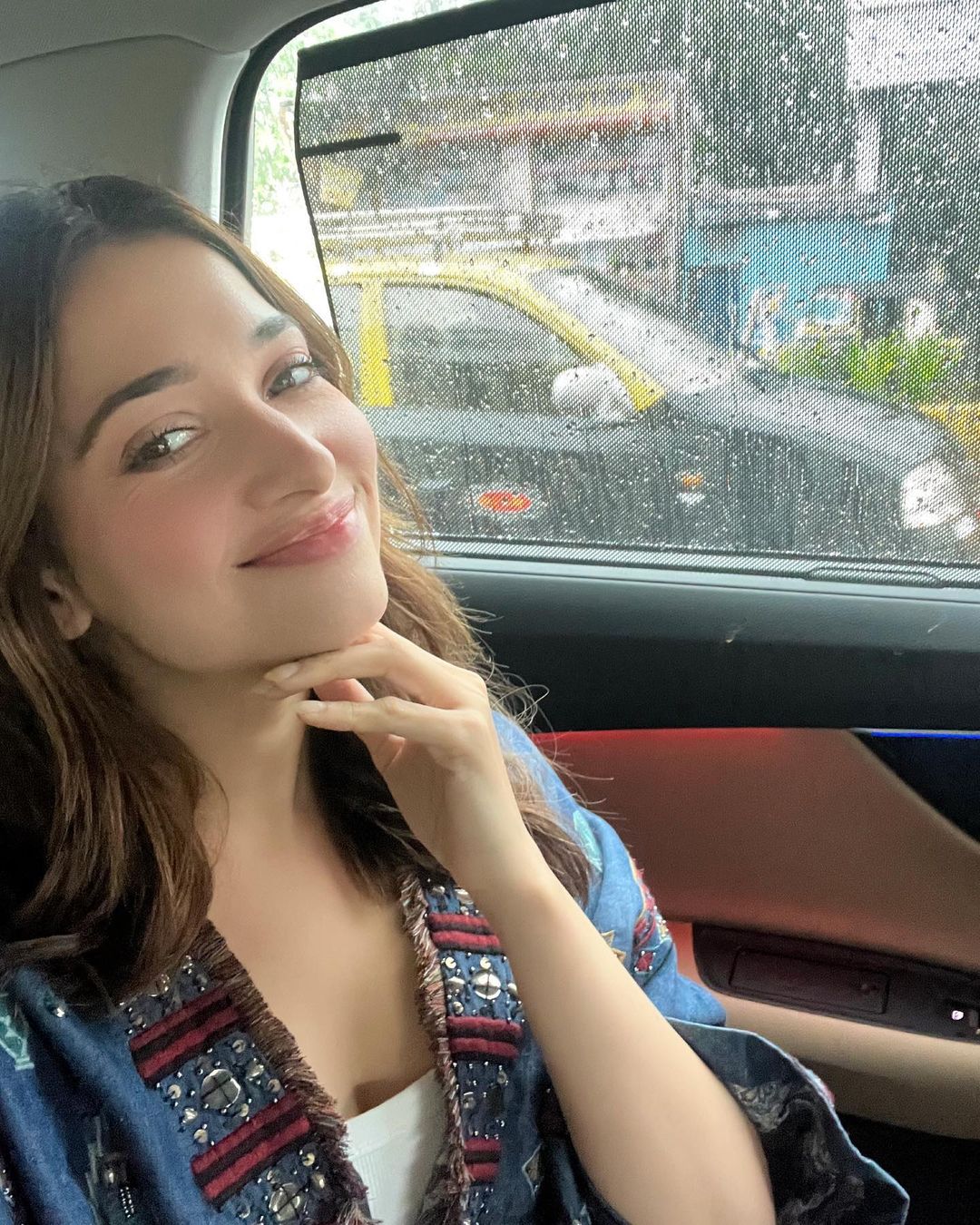 Tamannaah Bhatia in her car