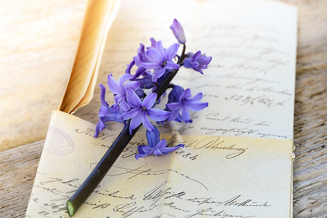 Romantic Letter with purple flower on it