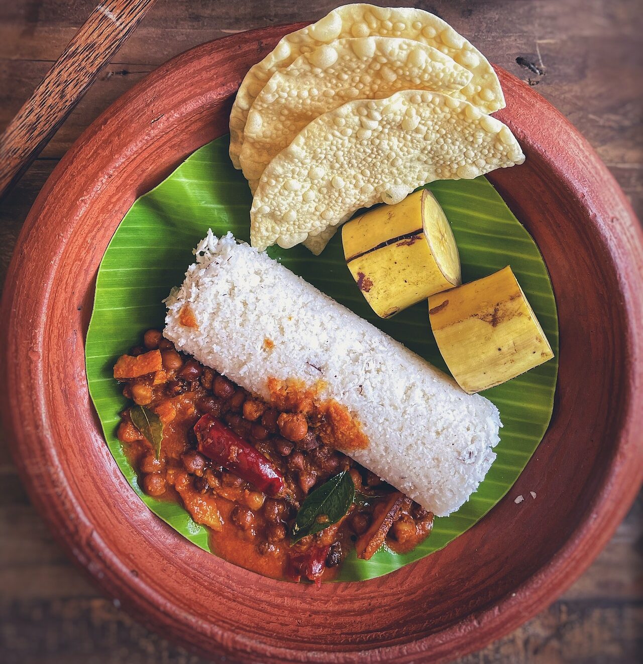 Puttu Served on Leaf